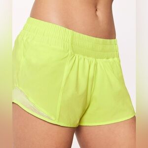 Lululemon Hotty Hot Short II Neon Yellow (Size 8 Reg)